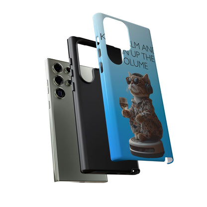 "Keep calm and turn up the volume" Mobile Phone Case (blue)