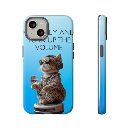 "Keep calm and turn up the volume" Mobile Phone Case (blue)