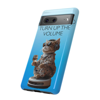 "Keep calm and turn up the volume" Mobile Phone Case (blue)