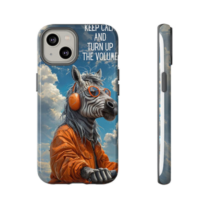 "Keep calm and turn up the volume." Mobile Phone Case
