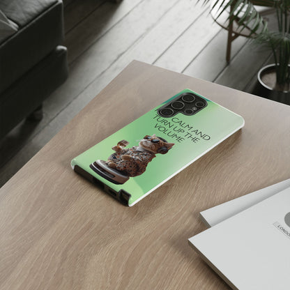 "Keep calm and turn up the volume" Mobile Phone Case (green)