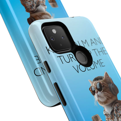 "Keep calm and turn up the volume" Mobile Phone Case (blue)