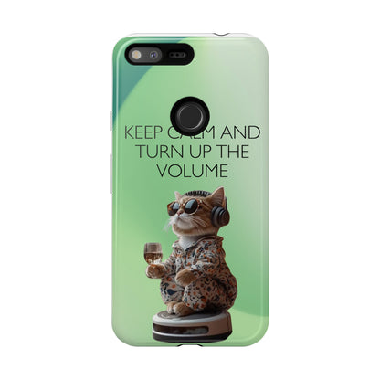 "Keep calm and turn up the volume" Mobile Phone Case (green)