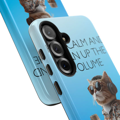 "Keep calm and turn up the volume" Mobile Phone Case (blue)