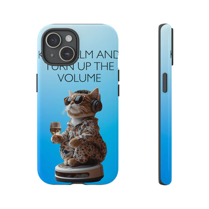 "Keep calm and turn up the volume" Mobile Phone Case (blue)