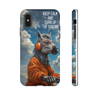 "Keep calm and turn up the volume." Mobile Phone Case