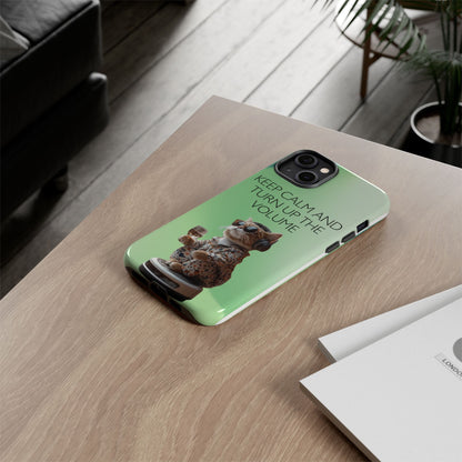 "Keep calm and turn up the volume" Mobile Phone Case (green)