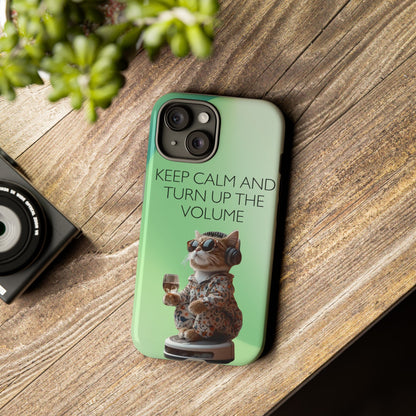 "Keep calm and turn up the volume" Mobile Phone Case (green)