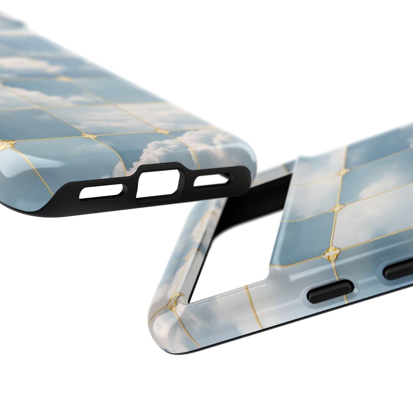 Cloud Tile Tough Phone Case — Blue Sky Grid Protective Cover