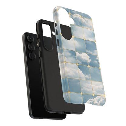 Cloud Tile Tough Phone Case — Blue Sky Grid Protective Cover