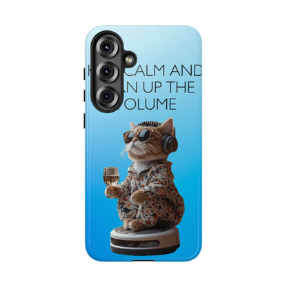 "Keep calm and turn up the volume" Mobile Phone Case (blue)