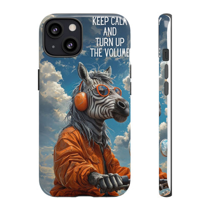 "Keep calm and turn up the volume." Mobile Phone Case