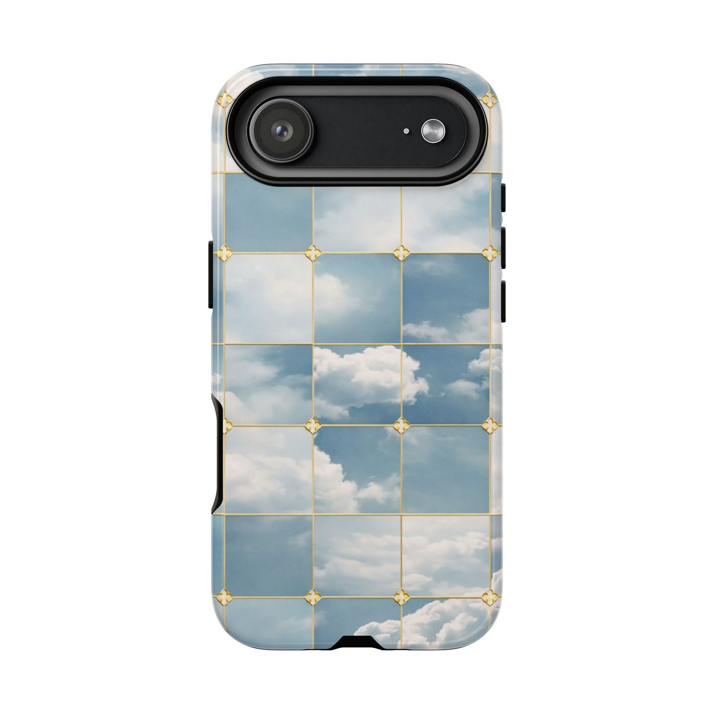 Cloud Tile Tough Phone Case — Blue Sky Grid Protective Cover