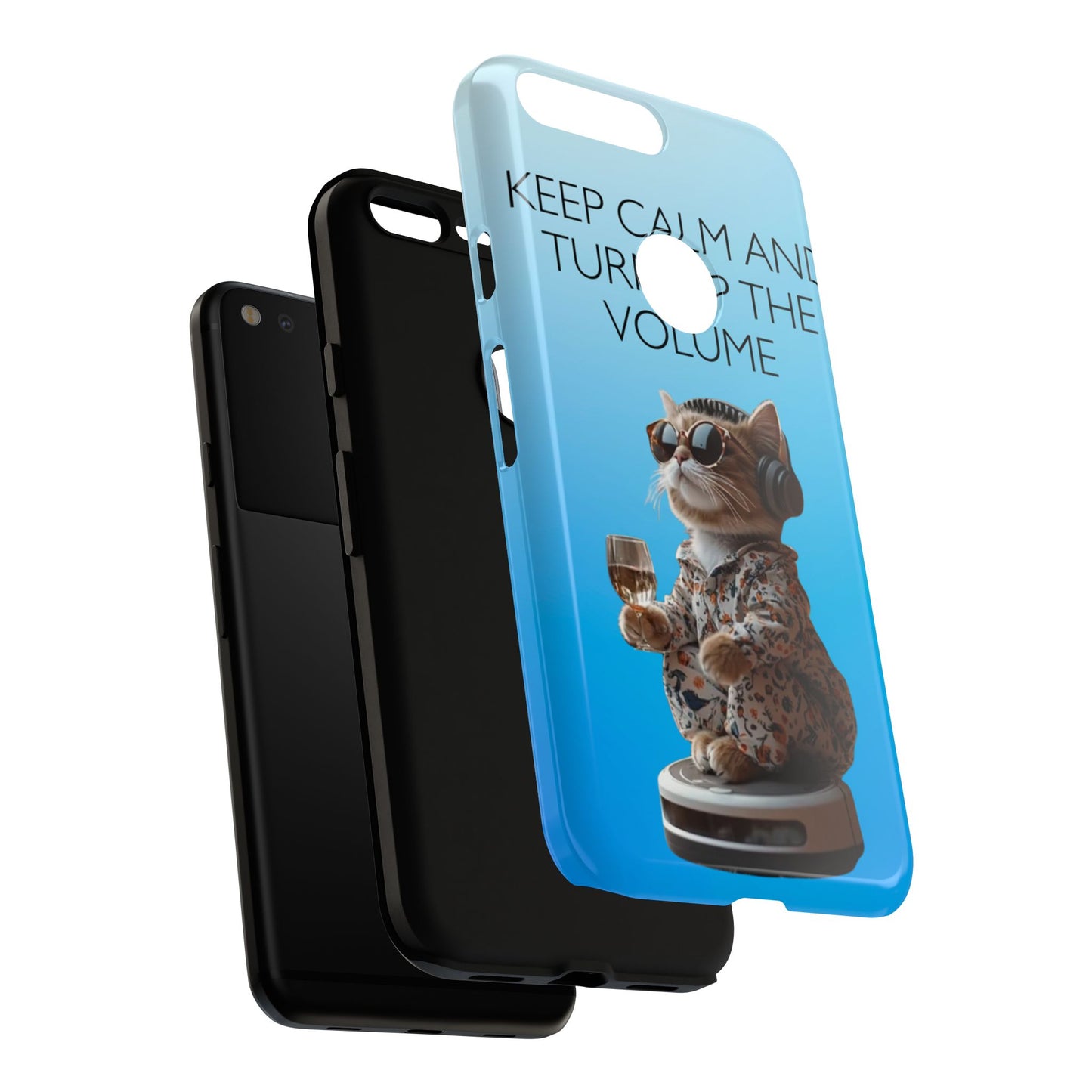 "Keep calm and turn up the volume" Mobile Phone Case (blue)