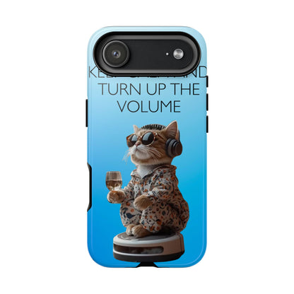 "Keep calm and turn up the volume" Mobile Phone Case (blue)