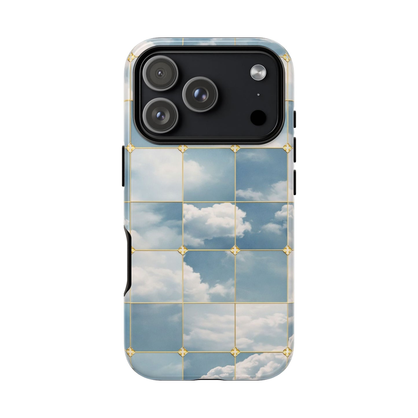 Cloud Tile Tough Phone Case — Blue Sky Grid Protective Cover