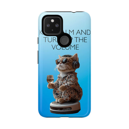 "Keep calm and turn up the volume" Mobile Phone Case (blue)
