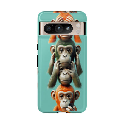 "Evolution - The Fourth Monkey" (striped background)