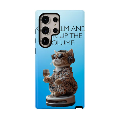 "Keep calm and turn up the volume" Mobile Phone Case (blue)