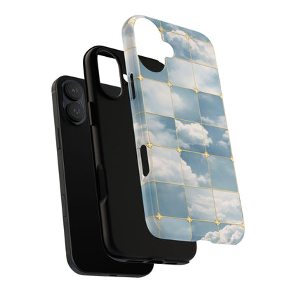 Cloud Tile Tough Phone Case — Blue Sky Grid Protective Cover