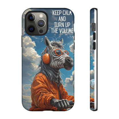 "Keep calm and turn up the volume." Mobile Phone Case