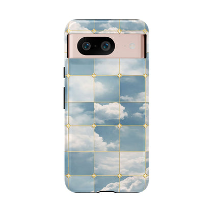 Cloud Tile Tough Phone Case — Blue Sky Grid Protective Cover