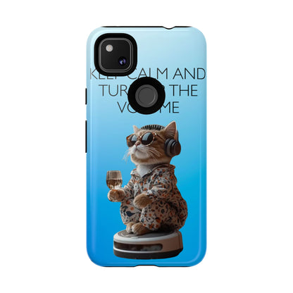 "Keep calm and turn up the volume" Mobile Phone Case (blue)