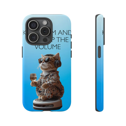 "Keep calm and turn up the volume" Mobile Phone Case (blue)