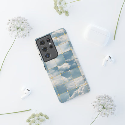 Cloud Tile Tough Phone Case — Blue Sky Grid Protective Cover