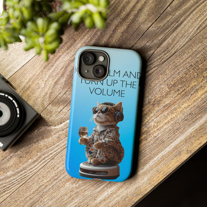 "Keep calm and turn up the volume" Mobile Phone Case (blue)