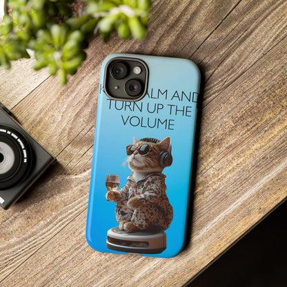 "Keep calm and turn up the volume" Mobile Phone Case (blue)
