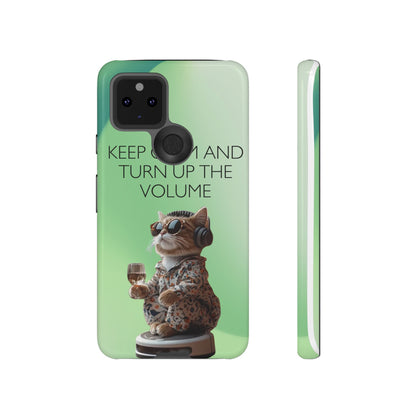 "Keep calm and turn up the volume" Mobile Phone Case (green)