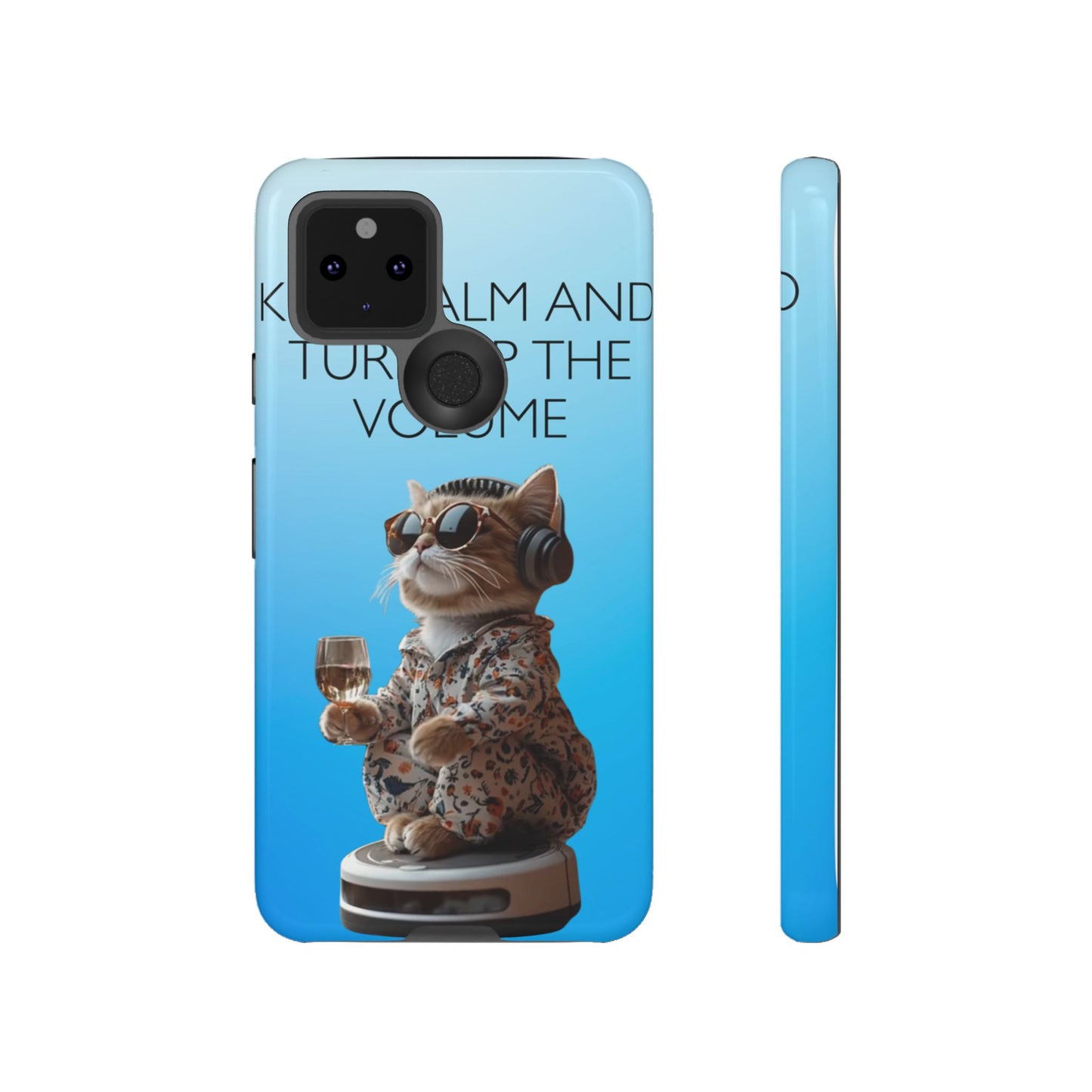 "Keep calm and turn up the volume" Mobile Phone Case (blue)