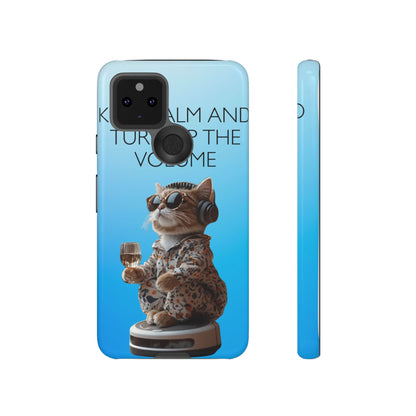 "Keep calm and turn up the volume" Mobile Phone Case (blue)