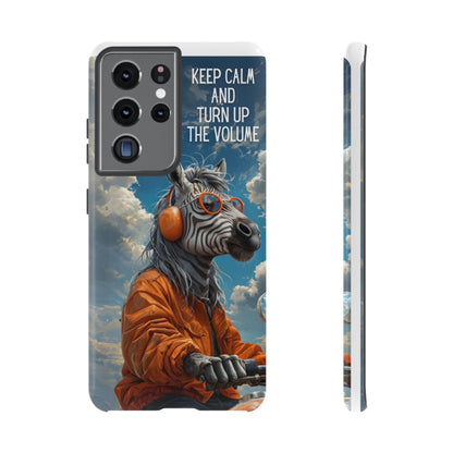 "Keep calm and turn up the volume." Mobile Phone Case