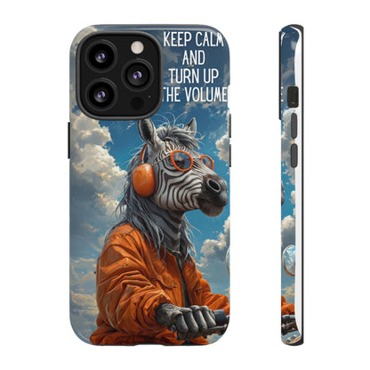 "Keep calm and turn up the volume." Mobile Phone Case