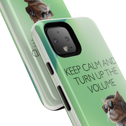 "Keep calm and turn up the volume" Mobile Phone Case (green)