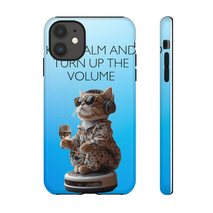 "Keep calm and turn up the volume" Mobile Phone Case (blue)