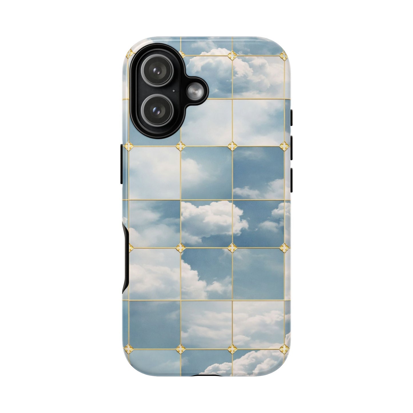 Cloud Tile Tough Phone Case — Blue Sky Grid Protective Cover