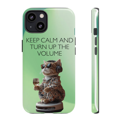 "Keep calm and turn up the volume" Mobile Phone Case (green)
