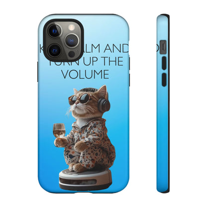 "Keep calm and turn up the volume" Mobile Phone Case (blue)