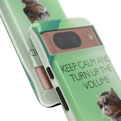 "Keep calm and turn up the volume" Mobile Phone Case (green)