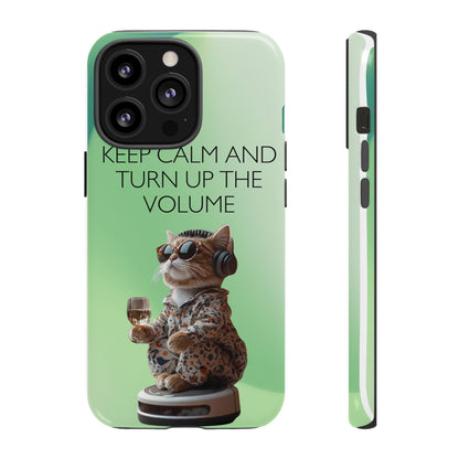 "Keep calm and turn up the volume" Mobile Phone Case (green)