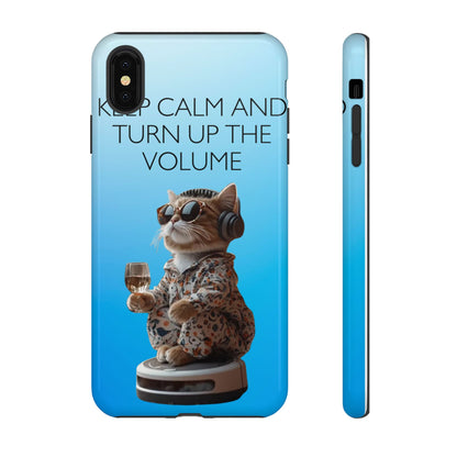 "Keep calm and turn up the volume" Mobile Phone Case (blue)