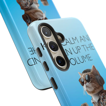 "Keep calm and turn up the volume" Mobile Phone Case (blue)