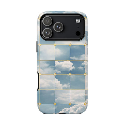 Cloud Tile Tough Phone Case — Blue Sky Grid Protective Cover