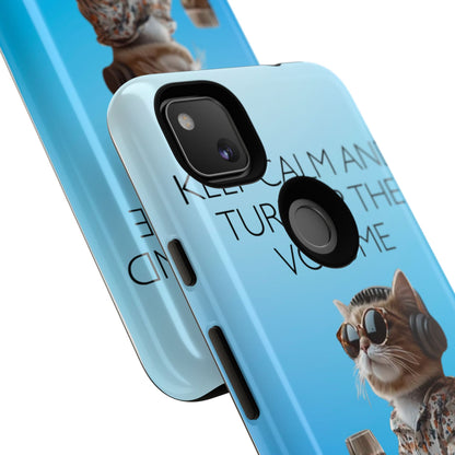 "Keep calm and turn up the volume" Mobile Phone Case (blue)