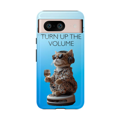 "Keep calm and turn up the volume" Mobile Phone Case (blue)