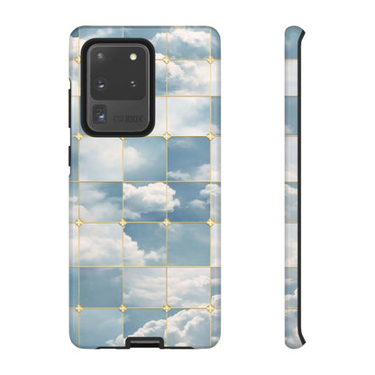 Cloud Tile Tough Phone Case — Blue Sky Grid Protective Cover