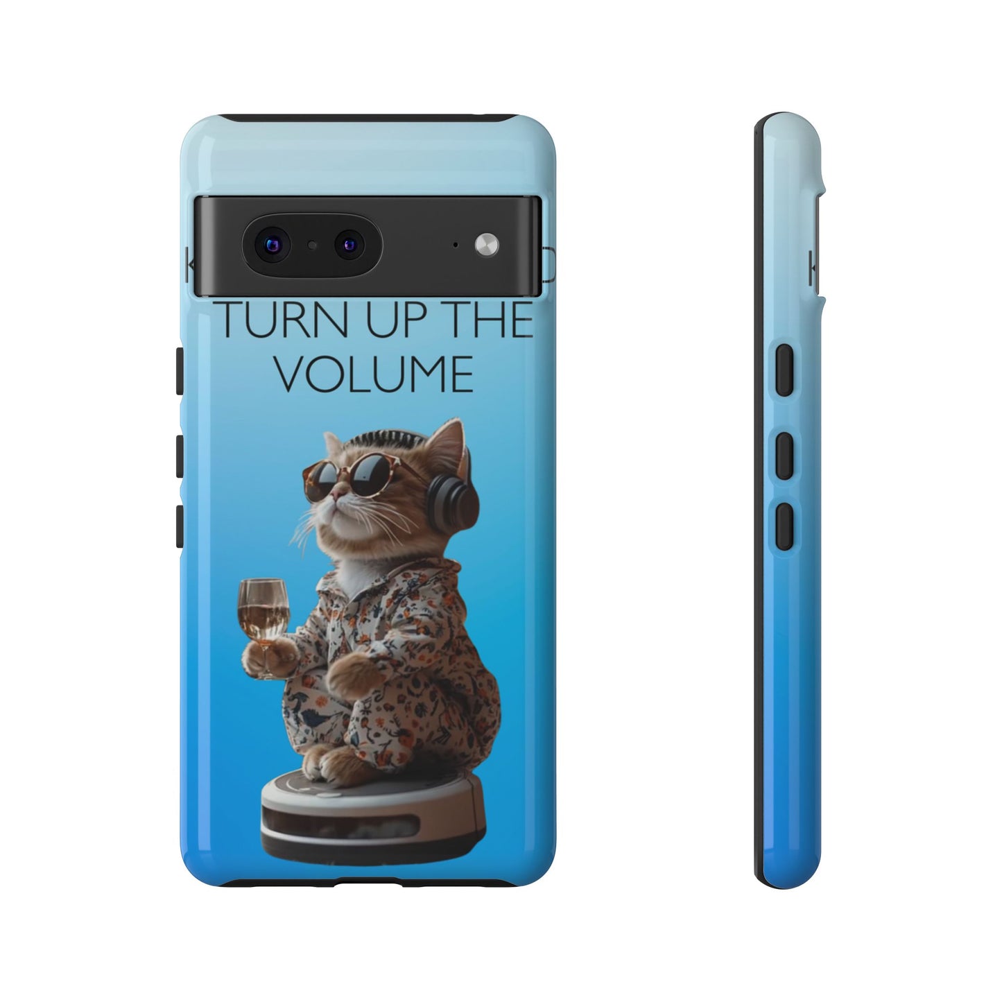 "Keep calm and turn up the volume" Mobile Phone Case (blue)